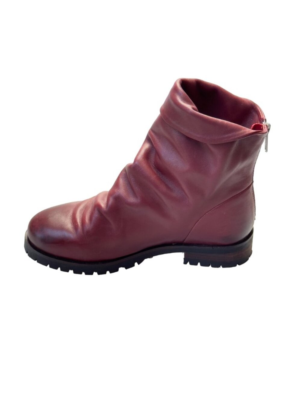 SKECHERS Women’s Boots Burgundy Leather Slouchy Ankle Cuffed Rear Zip Size 7.5M - Picture 6 of 13